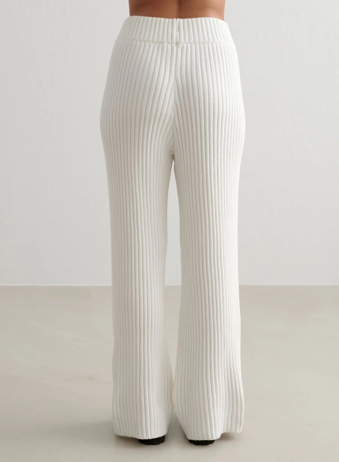 Almond White Rib Knit Pants - Image 6
