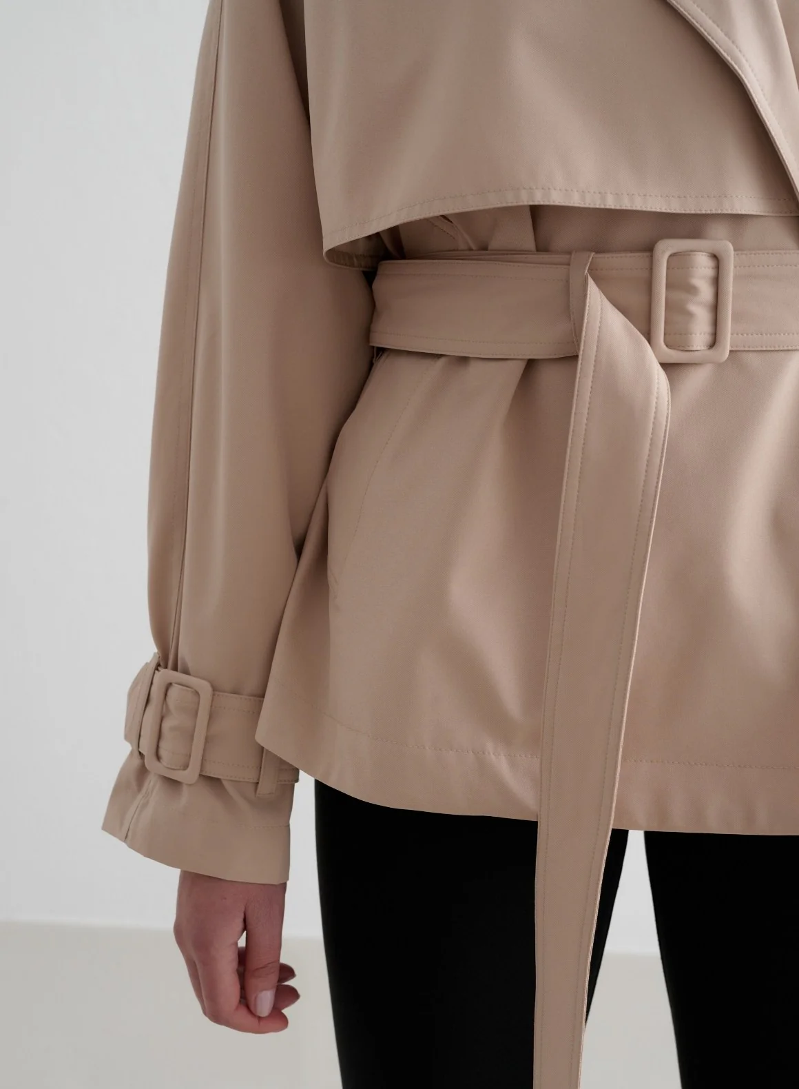 Beige Recycled Tech Trench Jacket - Image 5
