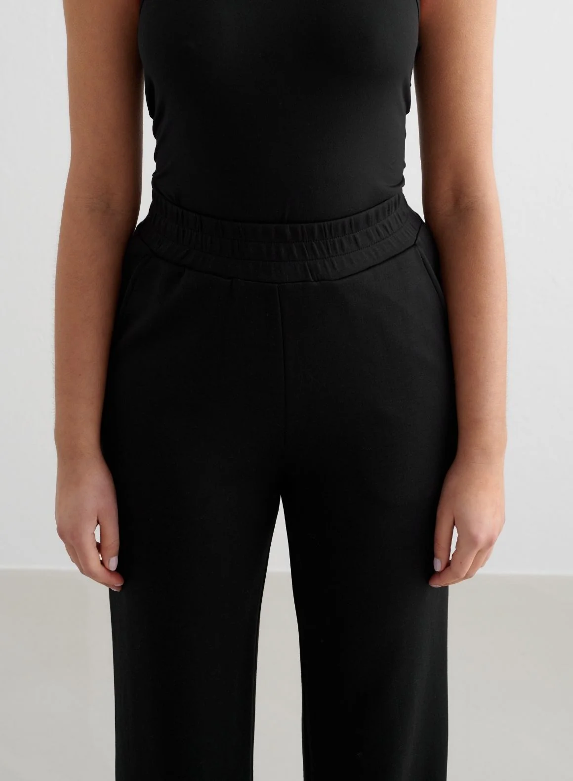 Black Comfy Modal Wide Pants - Image 3