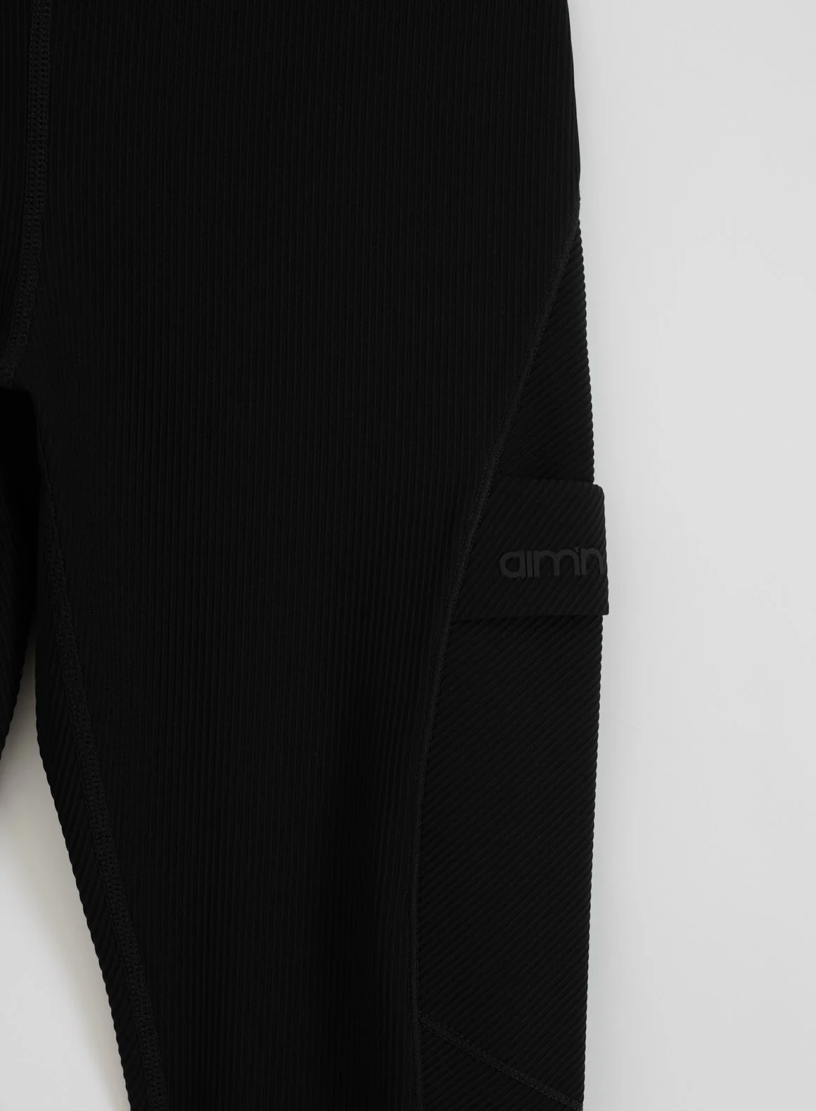 Black Ribbed Performance Pocket Tights - Image 8