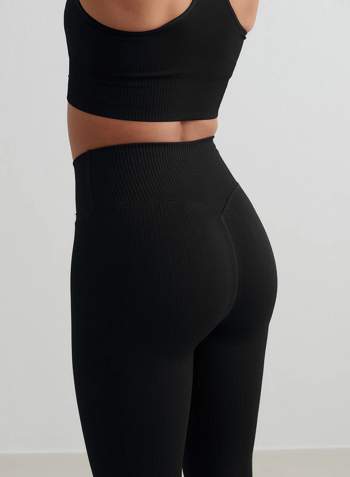 Black Ribbed Seamless Tights - Image 206
