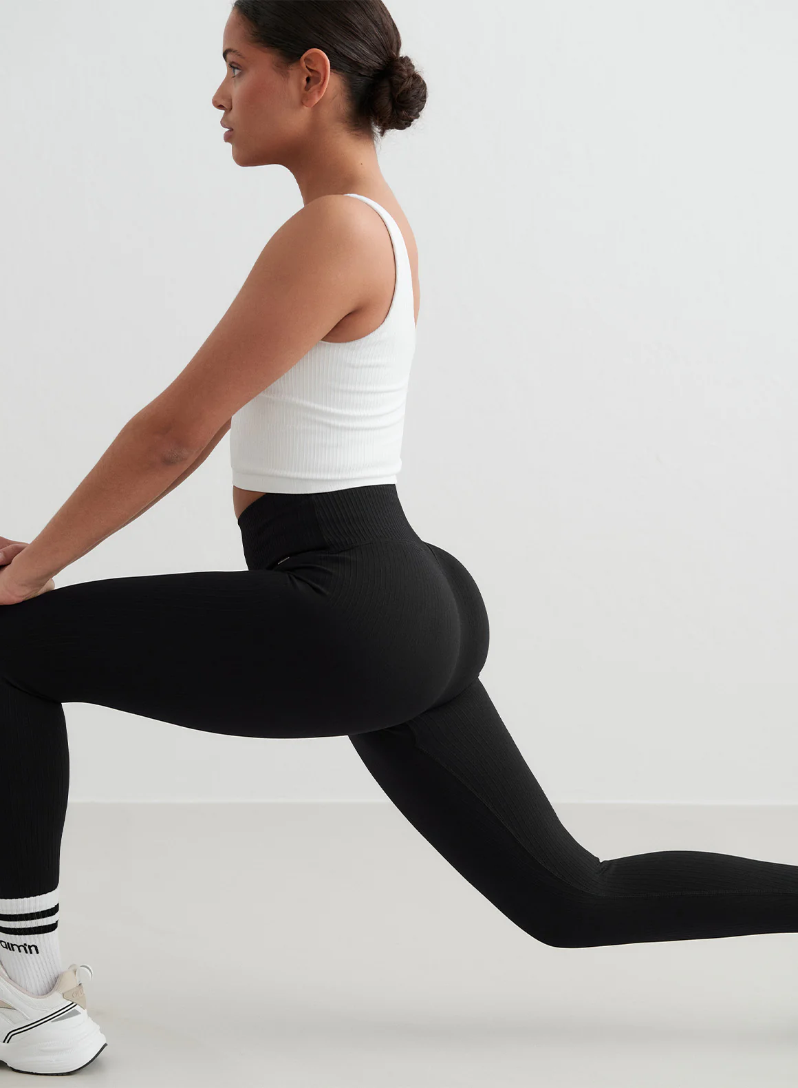 Black Ribbed Seamless Tights - Image 218