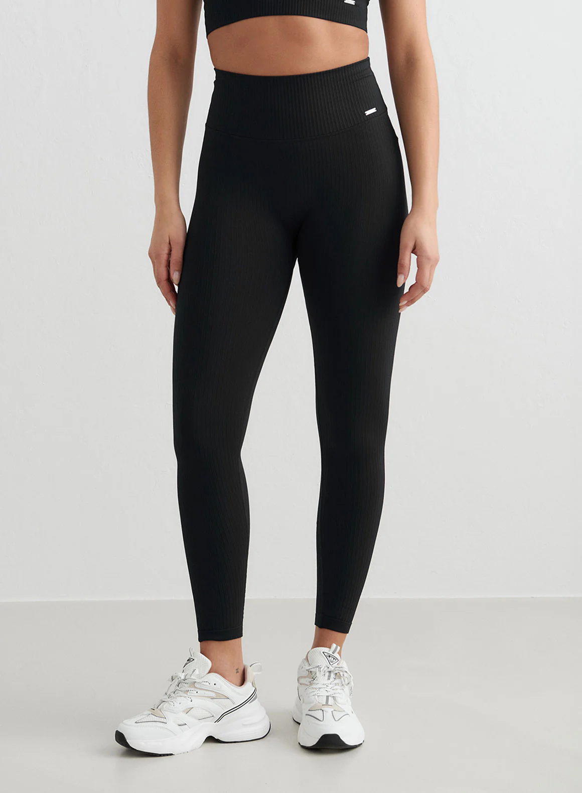 Black Ribbed Seamless Tights - Image 292