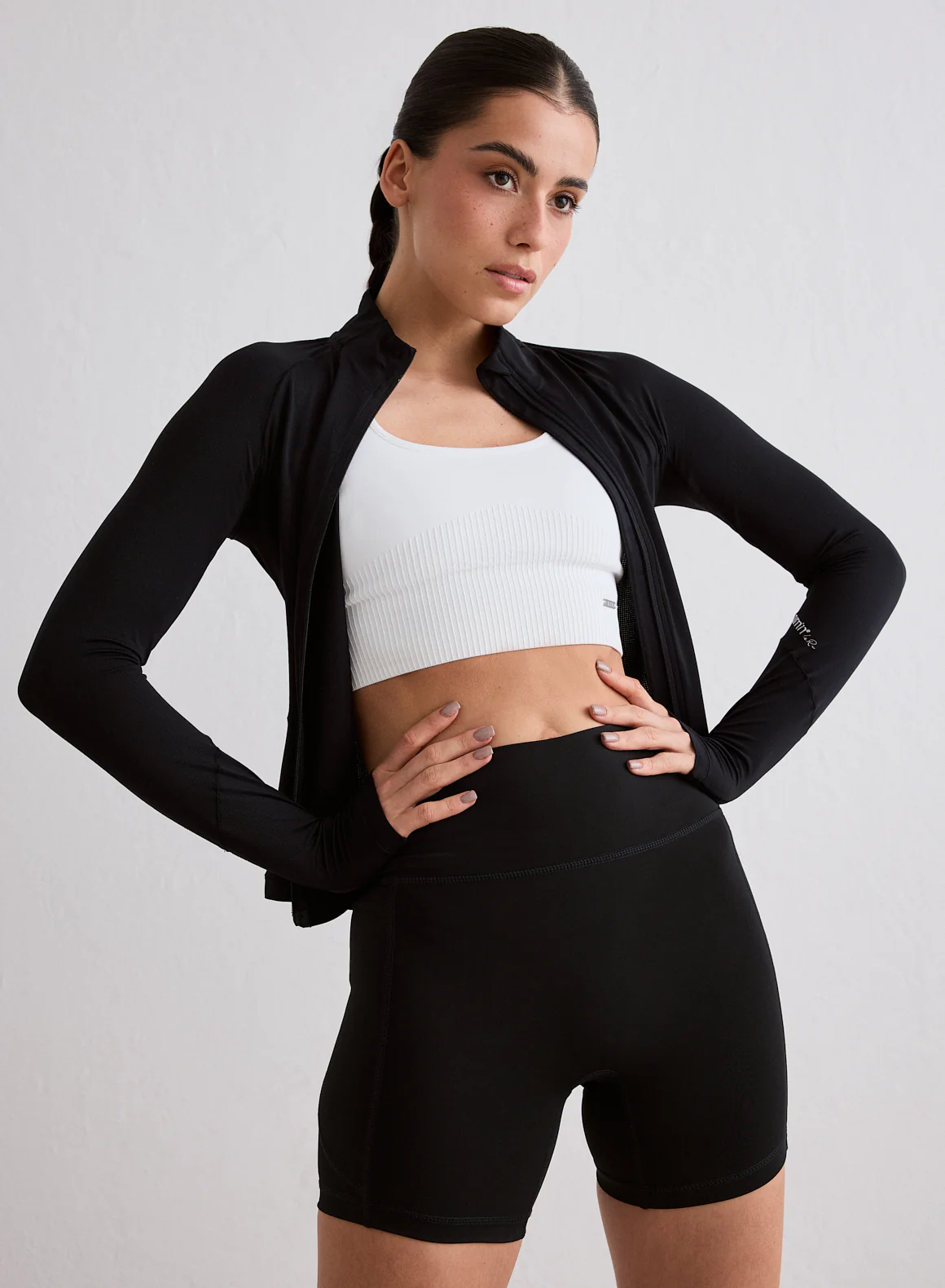 Black Running Midi Biker Shorts - Image 4