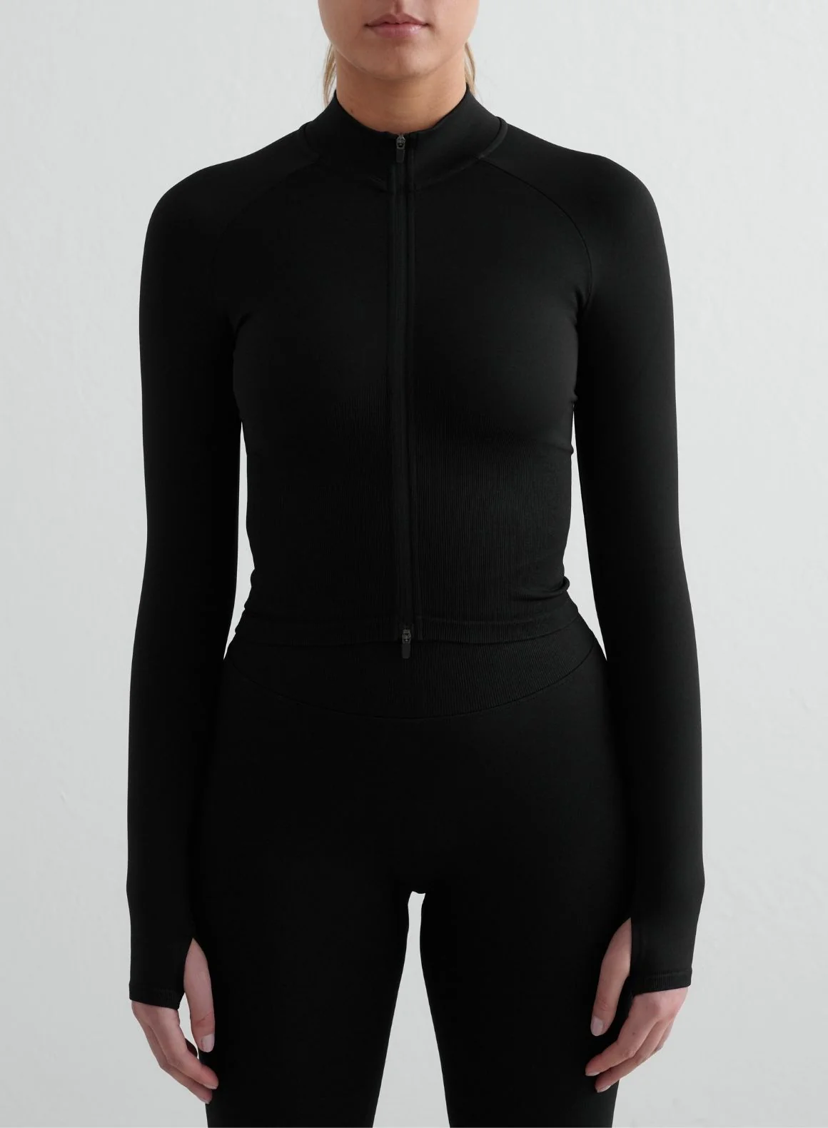 Black Shape Seamless Tights & Zip Jacket Set - Image 4