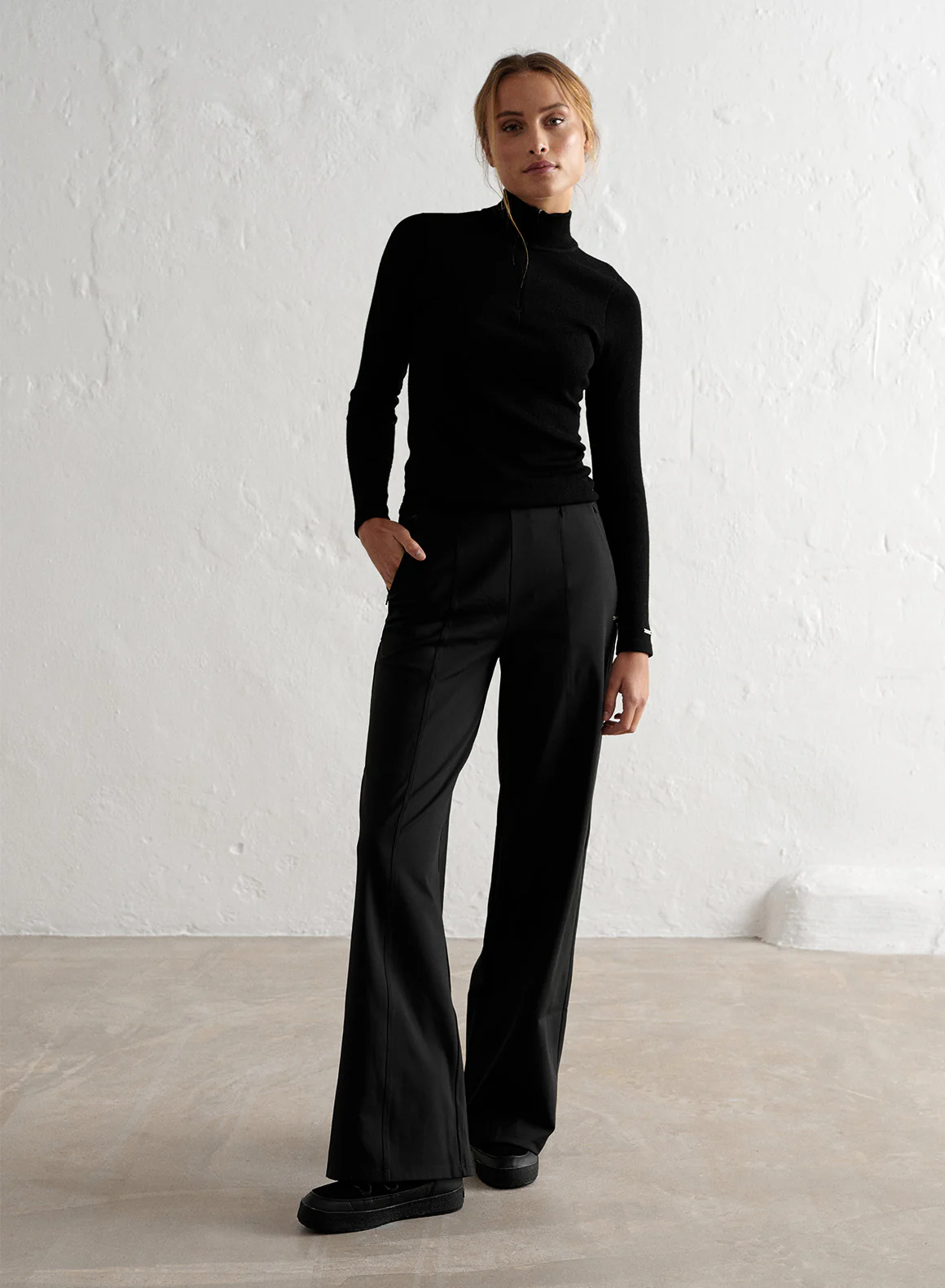 Black Warming Pintuck Pants - Image 2