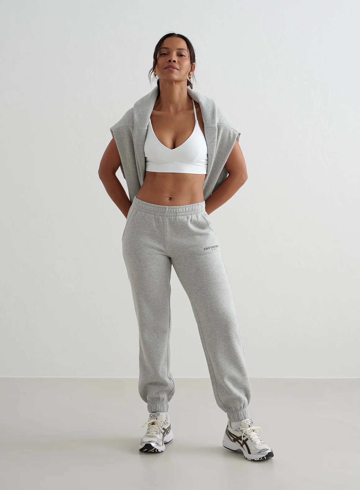 Grey Melange Varsity Classic Sweatpants - Image 3