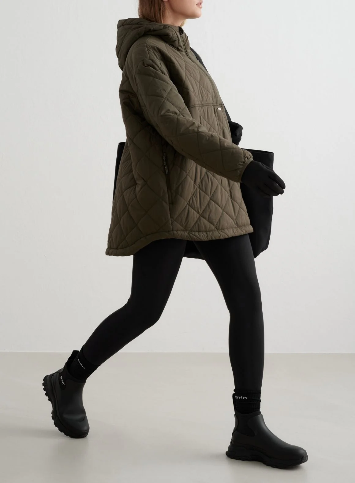 Khaki Oversized Quilted Anorak - Image 9