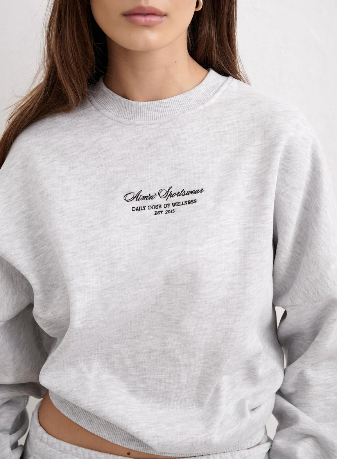 Light Grey Melange Script Sweatshirt - Image 4