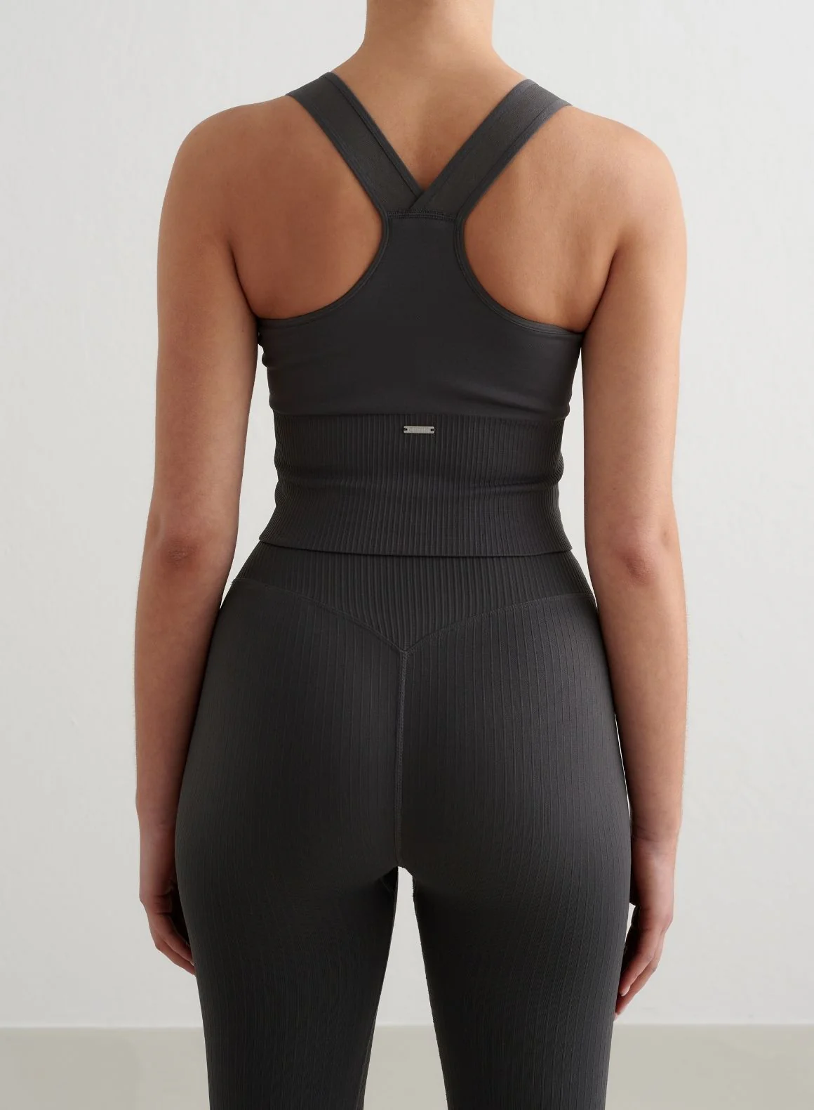 Shadow Grey Ribbed Seamless High Support Bralette - Image 2