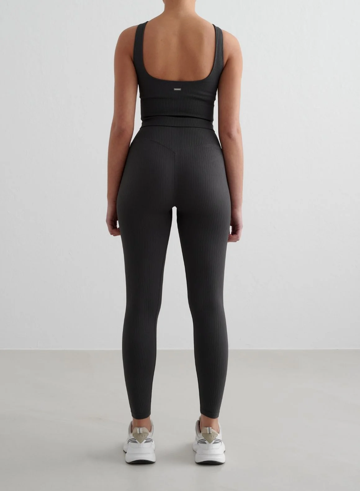 Shadow Grey Ribbed Seamless Tights - Image 3