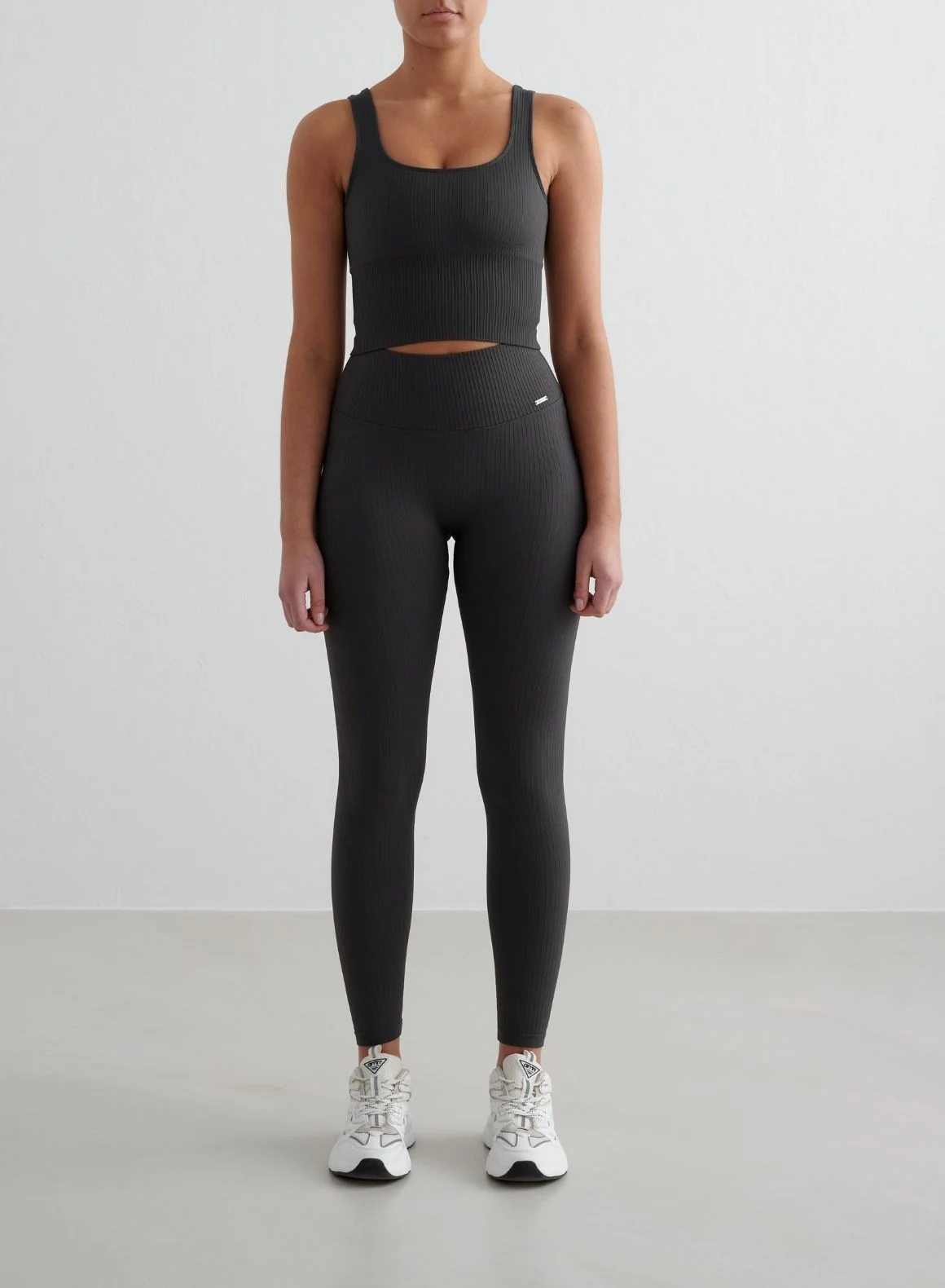 Shadow Grey Ribbed Seamless Tights - Image 2